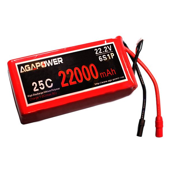 Акумулятор AGA POWER Li-Po 22000mAh 22.2V 6S 25C Softcase 54x123x215мм AS150+XT150